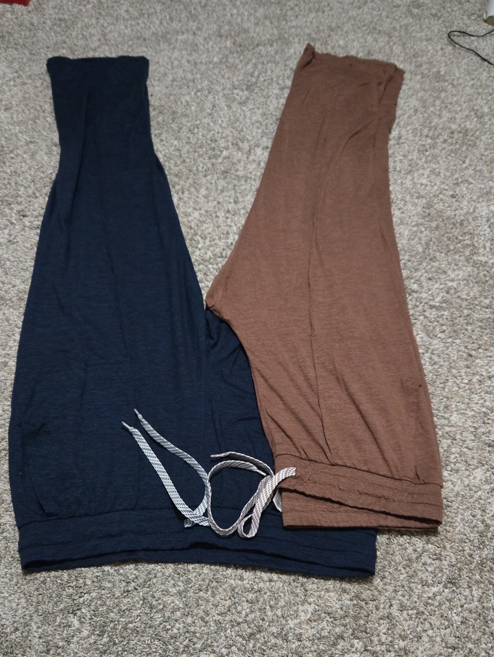 Women's Wide-Leg Lounge Pants - Navy and Brown